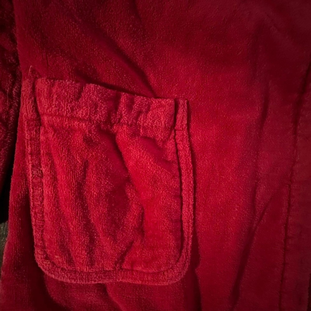 Vintage Polo Ralph Lauren Bathrobe Plush Lounge Spa Red O/S Pocket Pony SEE NOTE - Picture 5 of 8